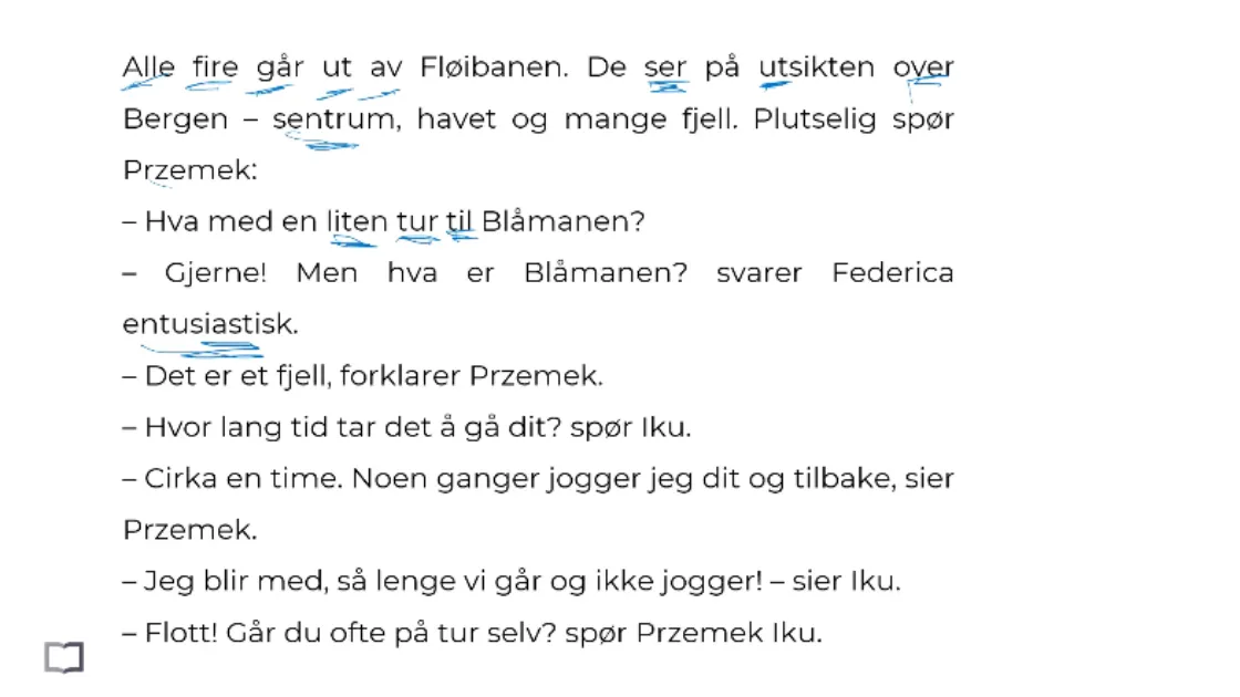 Cognates lesson showing Norwegian words you can guess from English, like 'Musikk', 'Telefon', and 'Natur'
