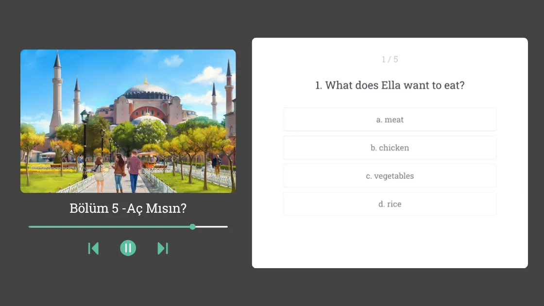 Chapter review: story comprehension check with vocabulary summary and quiz
