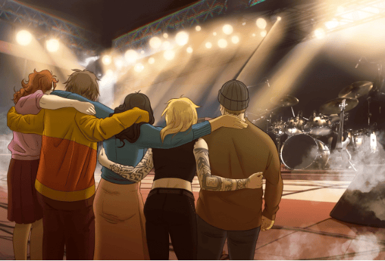 Cover illustration from Ljudvågornas Första Spelning, a band in Lund chasing their first real gig