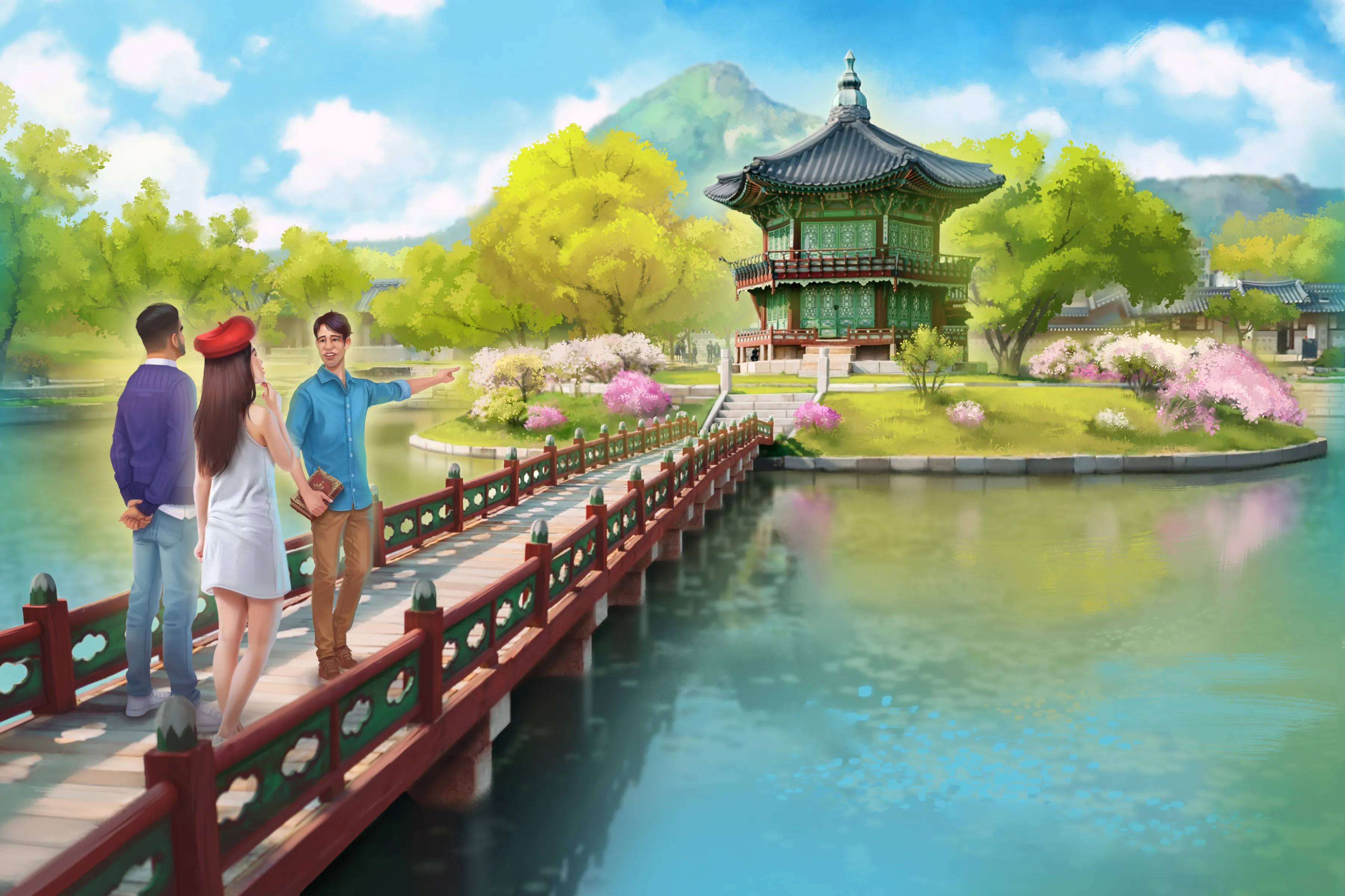 Cover illustration from Seoul's Secret, Jisu on a trail through Seoul uncovering a family mystery