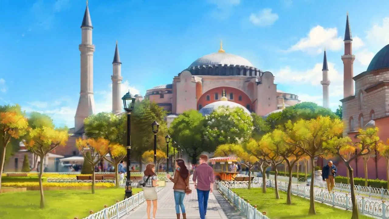 Cover illustration from Gizemli Saat. Ella and Michael on a mystery adventure through Turkey