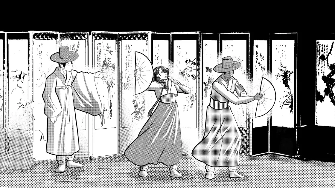 Story illustration from 서울의 비밀 with audio player, arriving in Seoul