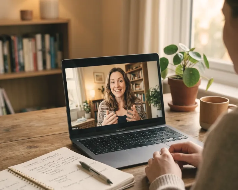A one-to-one coaching session on a video call