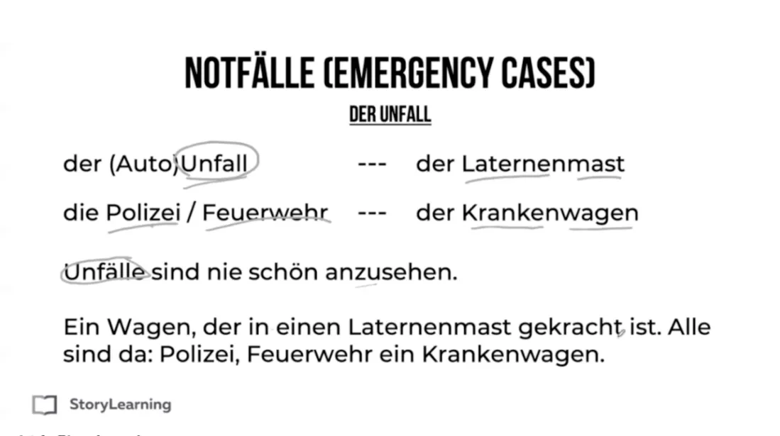 Vocabulary lesson highlighting natural German expressions from the story