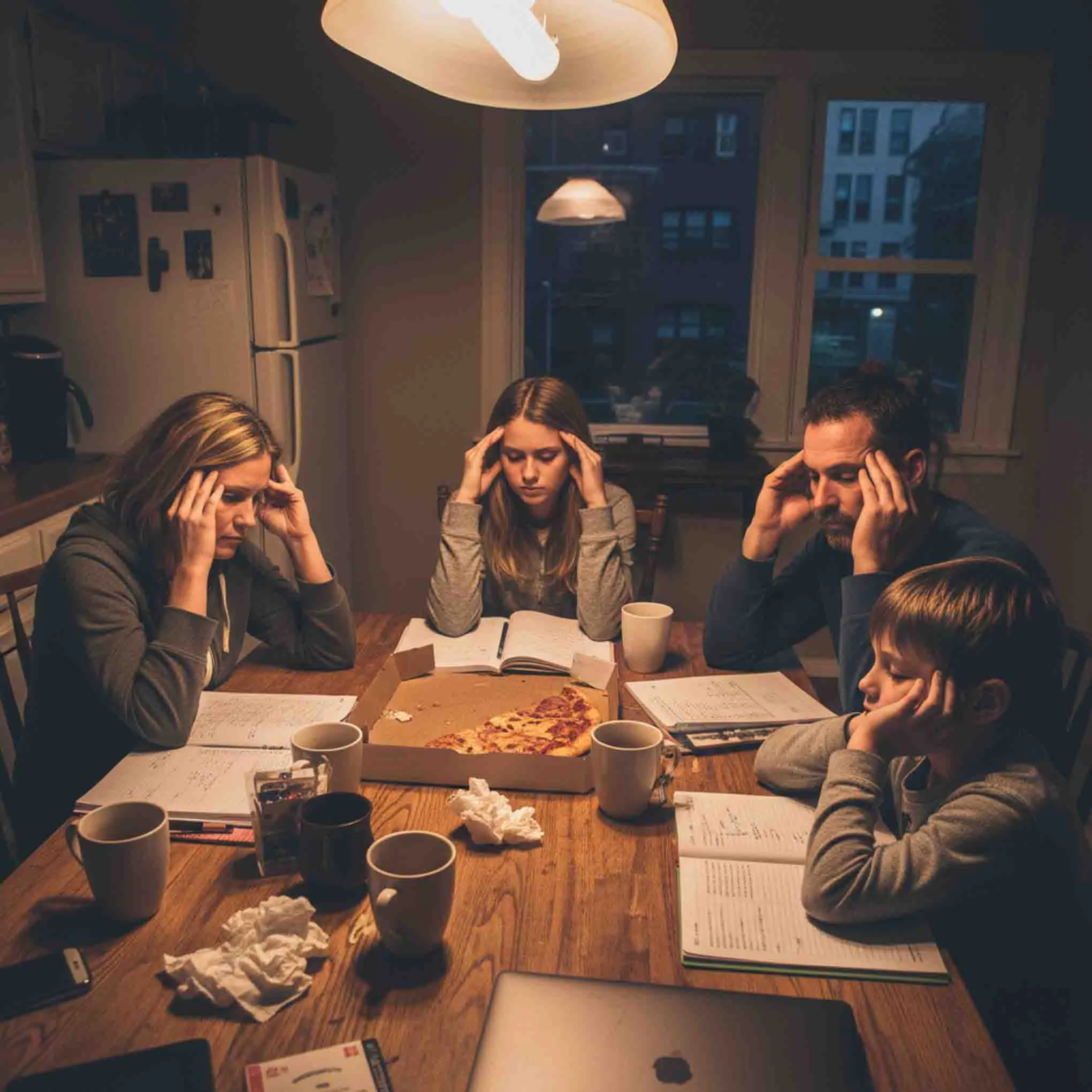 Exhausted parent with child